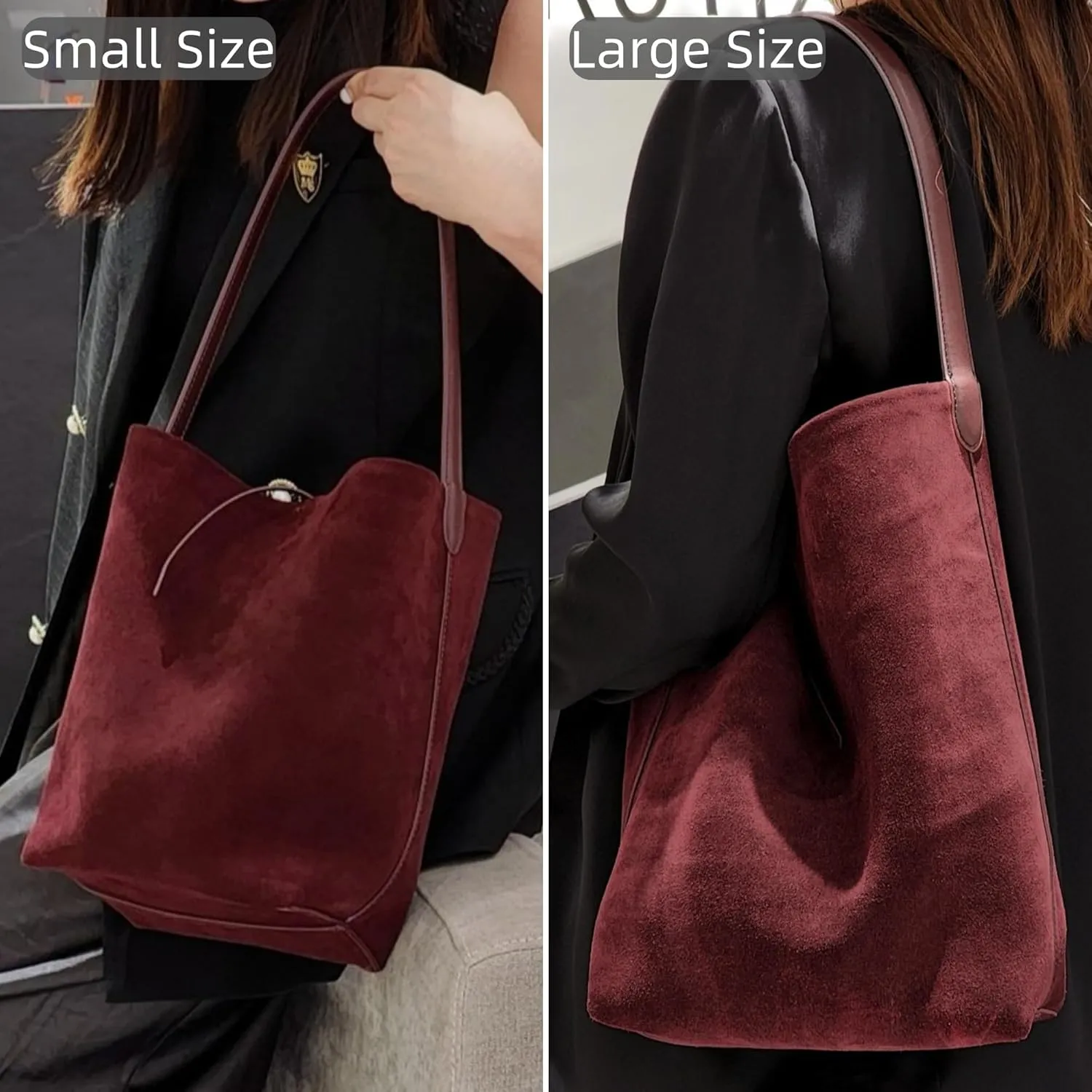 Women's Suede Leopard Bucket Shoulder Bag Genuine Leather Handbag Top Handle Tote