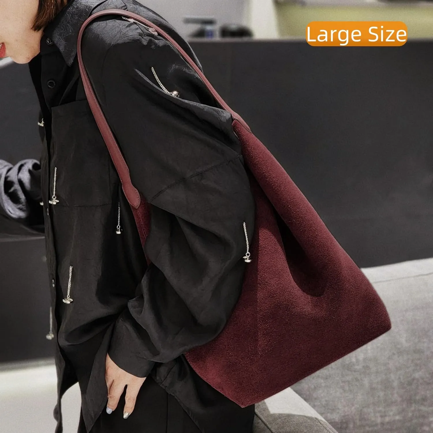 Women's Suede Leopard Bucket Shoulder Bag Genuine Leather Handbag Top Handle Tote