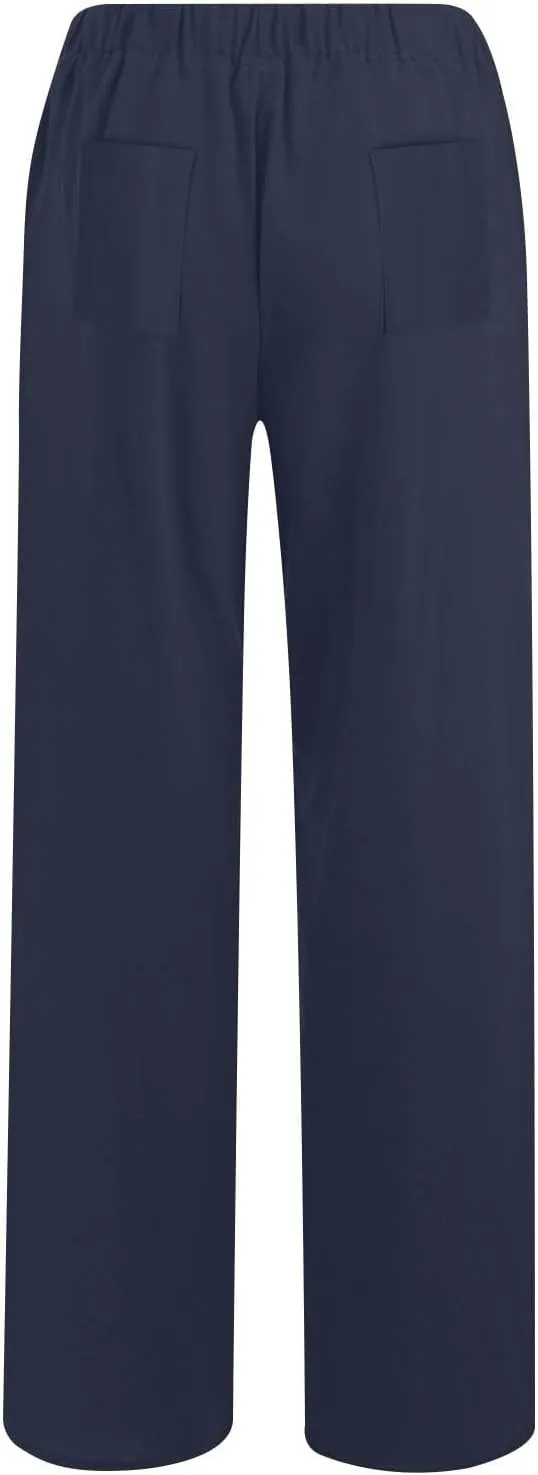 Womens Summer Casual Linen Pants 2025 Fashion High Waist Loose Fit Drawstring Trousers Palazzo Pants with Pockets
