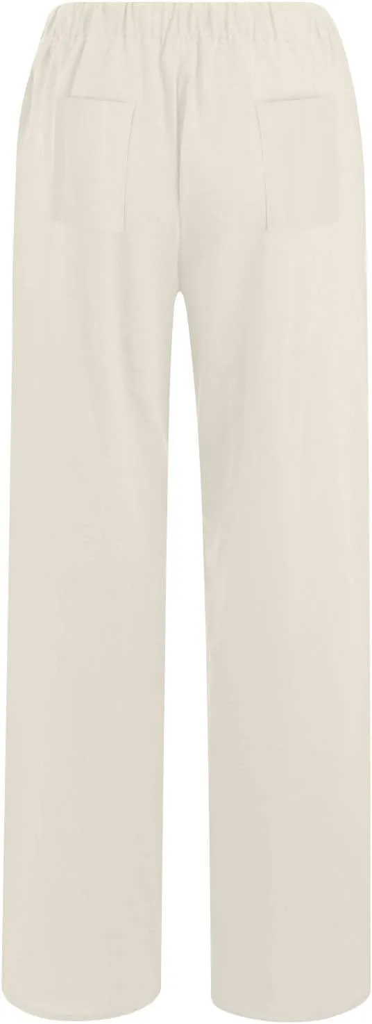 Womens Summer Casual Linen Pants 2025 Fashion High Waist Loose Fit Drawstring Trousers Palazzo Pants with Pockets