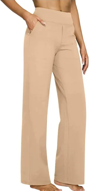 Womens Wide Leg Yoga Pants Casual Work Dress Pants Loungewear Sweatpant High Waist Comfy Loose Trousers with Pockets