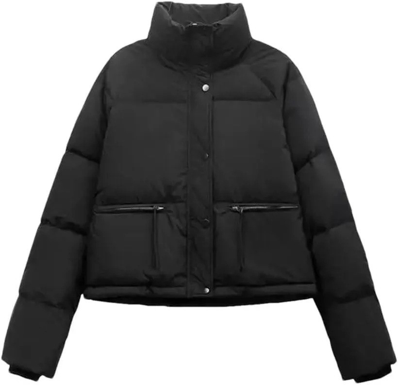 Women's Winter Jacket Stand Collar Bakery Coat Short Down Cotton Parka Jacket Women Cotton-Padded Coat