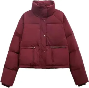 Women's Winter Jacket Stand Collar Bakery Coat Short Down Cotton Parka Jacket Women Cotton-Padded Coat