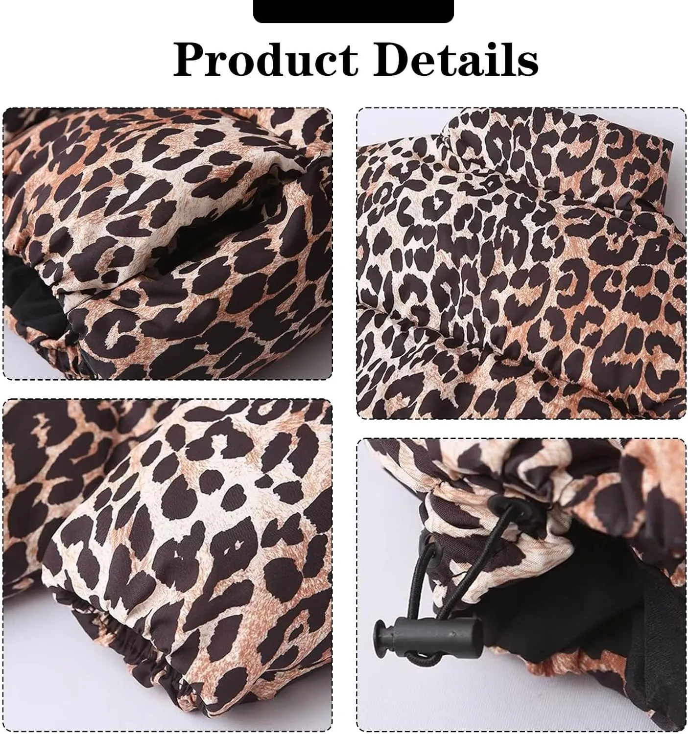 Womens Winter Puffer Jacket Leopard Print Long Sleeve Zip Up Cropped Down Coat Fashion Warm Y2K Quilted Outwears