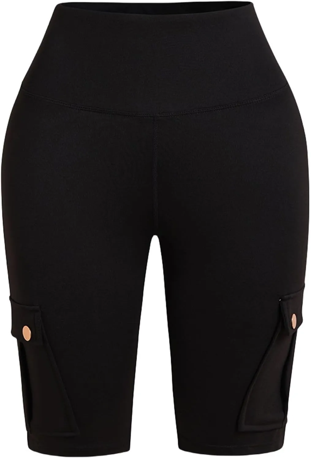 Womens Yoga Shorts Tummy Control Butt Lifting Shorts Casual Cargo Shorts High Waist Bermuda Shorts with Pockets