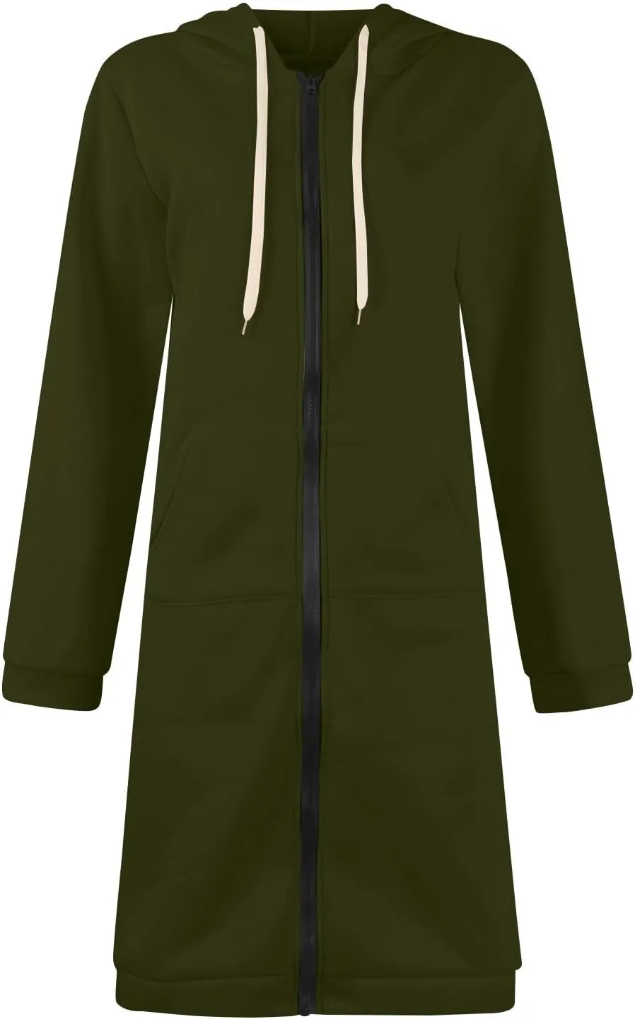 Womens Zip Up Hoodies Fall Lightweight Long Hooded Sweatshirt Oversized Fleece Jacket with Pockets