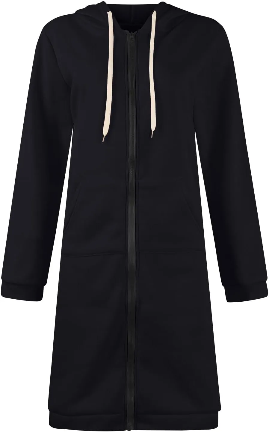 Womens Zip Up Hoodies Fall Lightweight Long Hooded Sweatshirt Oversized Fleece Jacket with Pockets