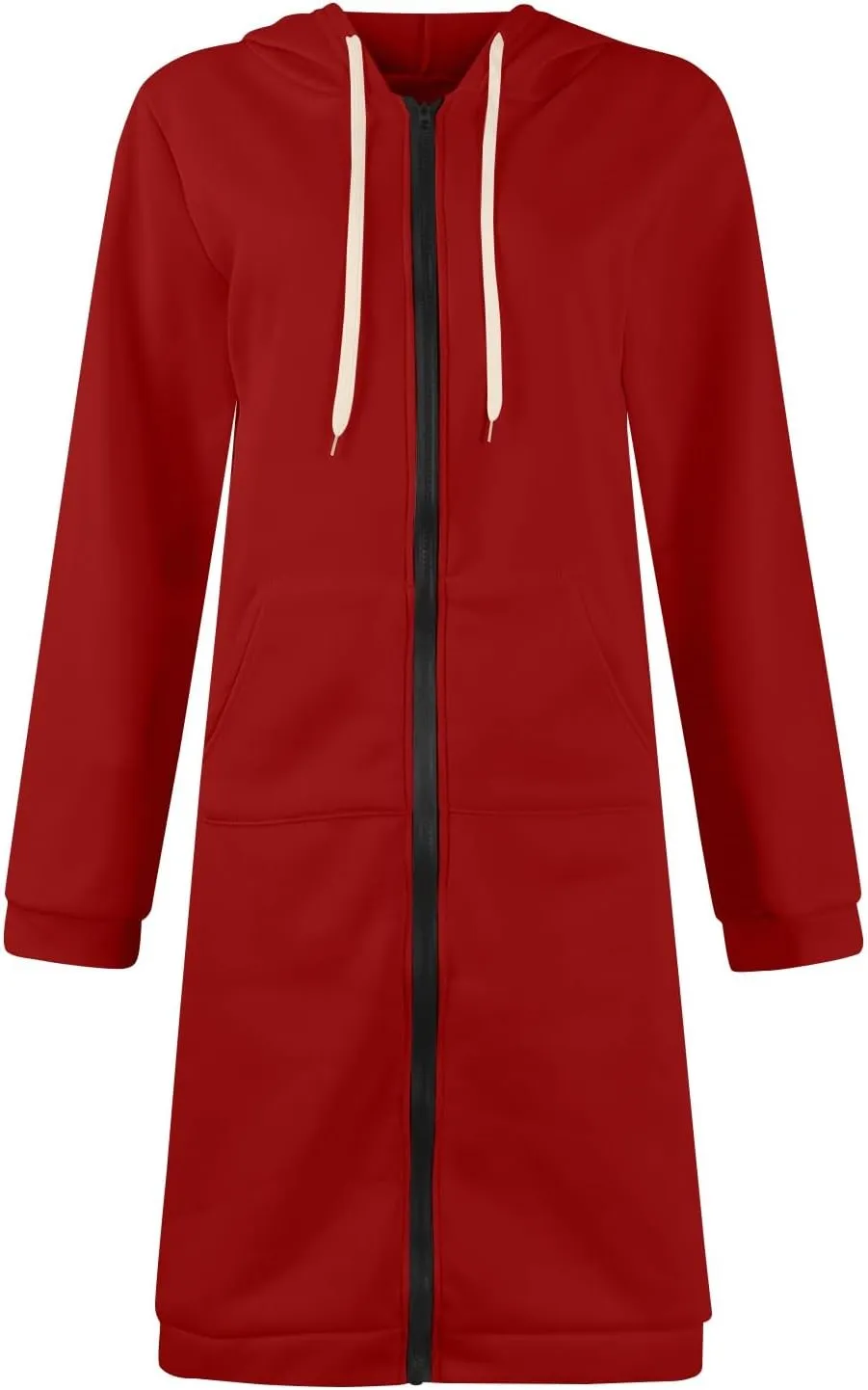 Womens Zip Up Hoodies Fall Lightweight Long Hooded Sweatshirt Oversized Fleece Jacket with Pockets