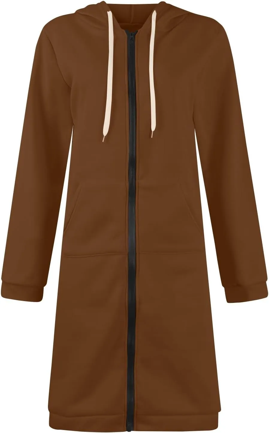 Womens Zip Up Hoodies Fall Lightweight Long Hooded Sweatshirt Oversized Fleece Jacket with Pockets