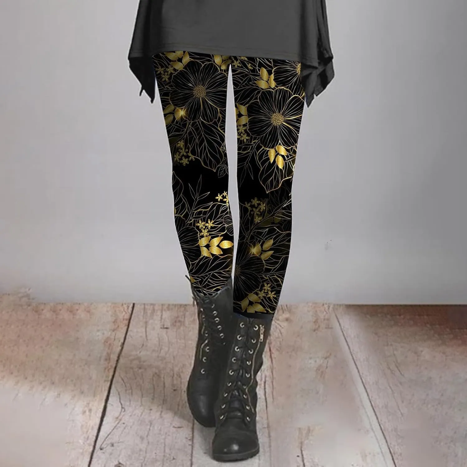 Workout Leggings for Women Fashion Soft Daily Vacation Deep Green Gray Green All Seasons Flare Leggings for Women