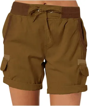 XUNRYAN Cargo Shorts Womens Summer Running Athletic Workout Short Cargo Pants Elastic High Waisted Hiking Bermuda Shorts