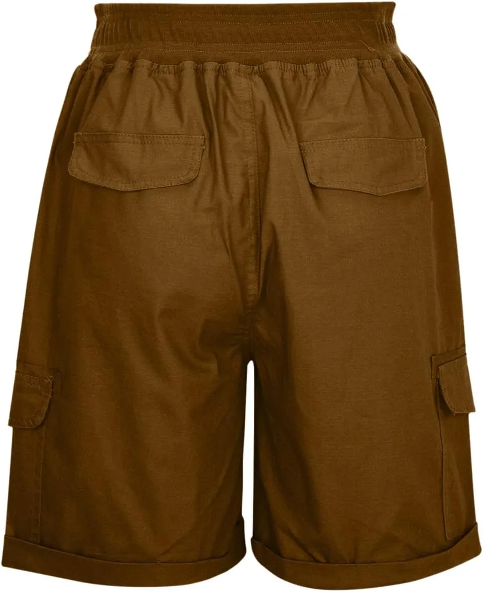 XUNRYAN Cargo Shorts Womens Summer Running Athletic Workout Short Cargo Pants Elastic High Waisted Hiking Bermuda Shorts