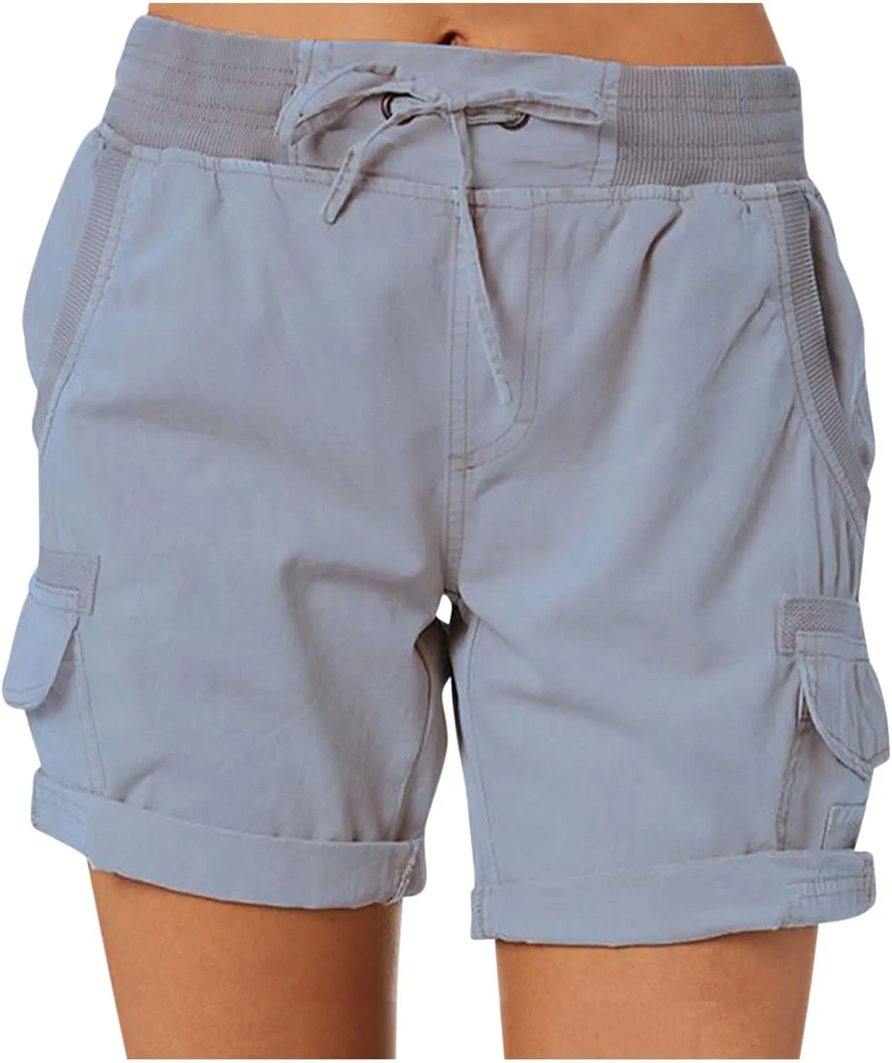 XUNRYAN Cargo Shorts Womens Summer Running Athletic Workout Short Cargo Pants Elastic High Waisted Hiking Bermuda Shorts