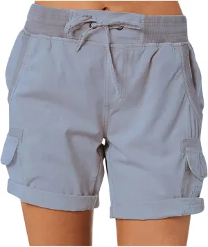 XUNRYAN Cargo Shorts Womens Summer Running Athletic Workout Short Cargo Pants Elastic High Waisted Hiking Bermuda Shorts