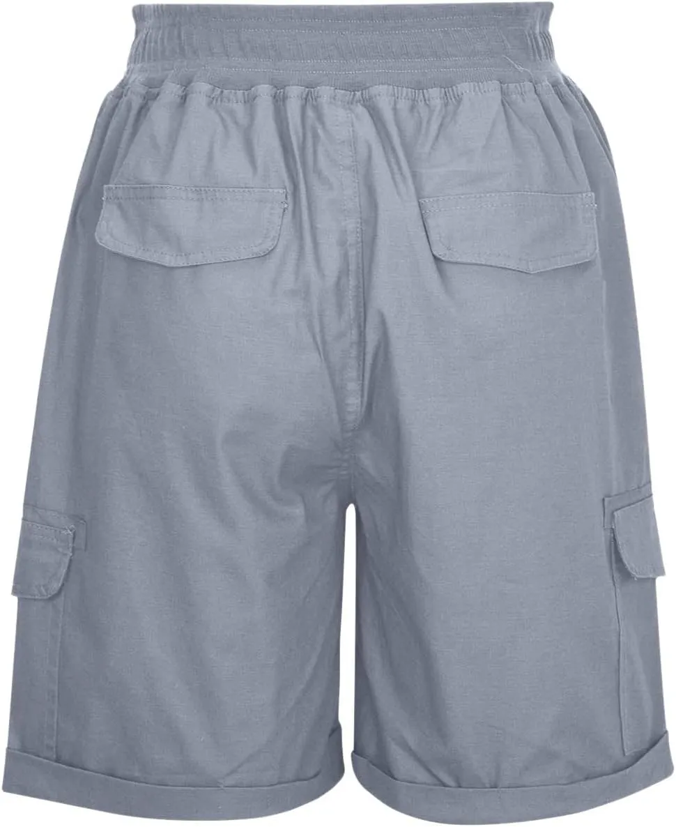 XUNRYAN Cargo Shorts Womens Summer Running Athletic Workout Short Cargo Pants Elastic High Waisted Hiking Bermuda Shorts