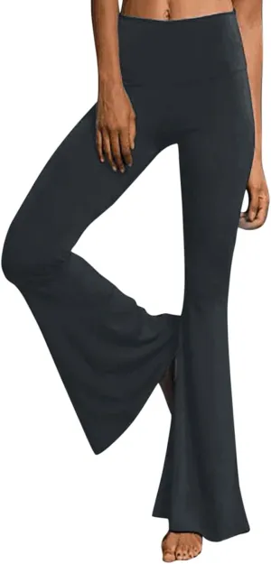 YOLAI Women's Bell Bottom Yoga Pants Casual High Waist Long Palazzo Pants Stretch Legging Flare Pants