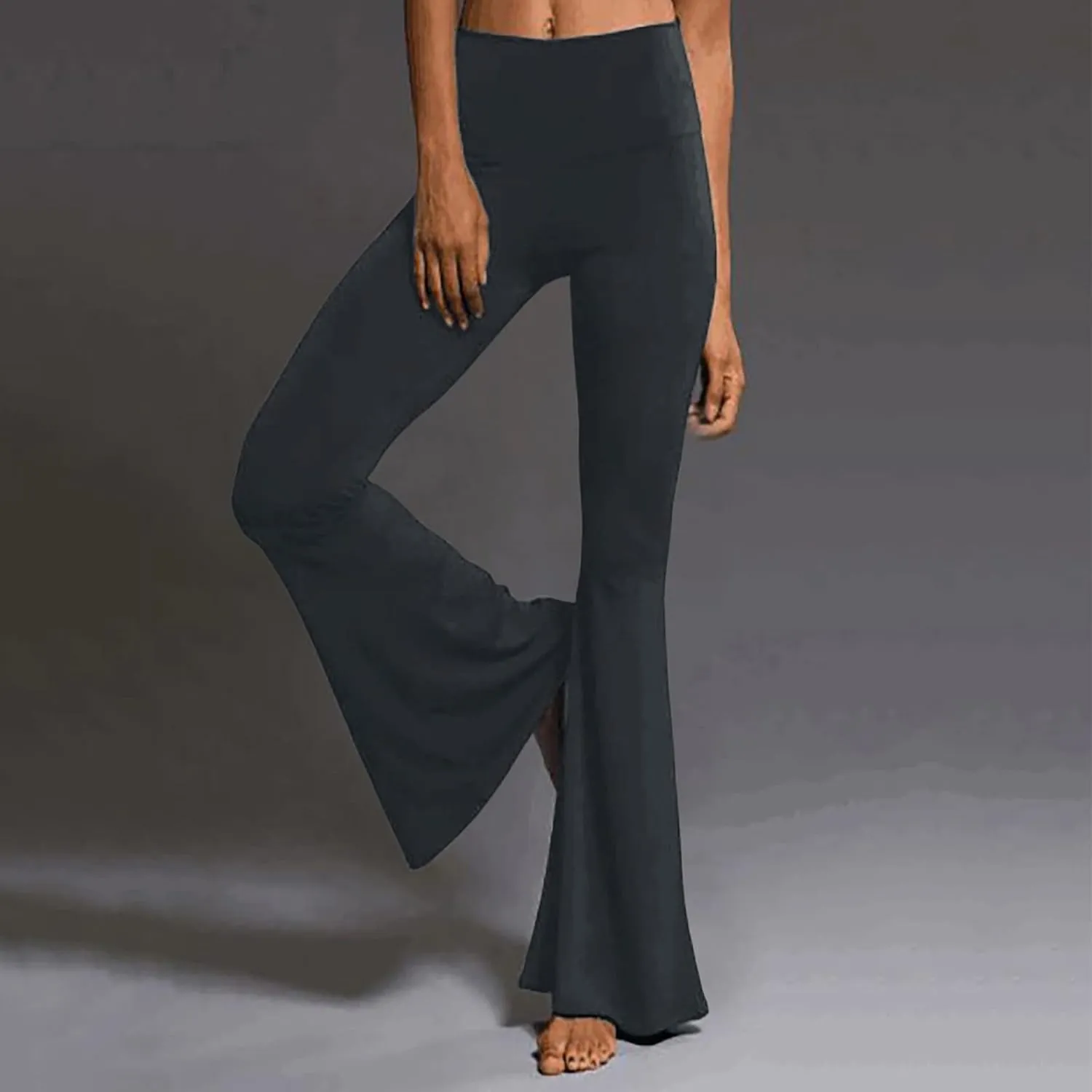 YOLAI Women's Bell Bottom Yoga Pants Casual High Waist Long Palazzo Pants Stretch Legging Flare Pants