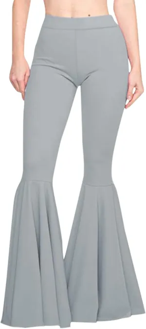YOLAI Womens Solid Color Bell Bottoms Pants High Waist Slim Fit Stretch Casual Flared Trousers Long Palazzo Pants