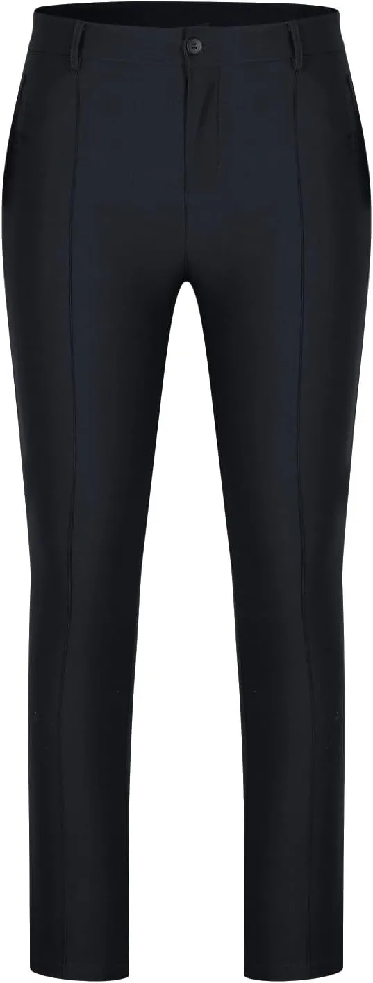 YUHGODO Men's High Waisted Stretch Pants Slim Fit Outdoor Straight Leg Trousers Business Skinny Work Pants