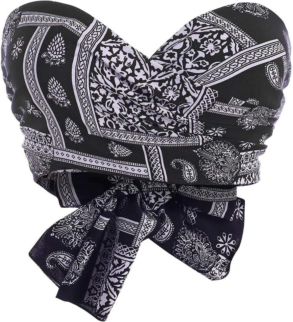 ZAFUL Women's Bohemian Bandana Criss Cross Sexy Boho Halter Wrap Crop Top