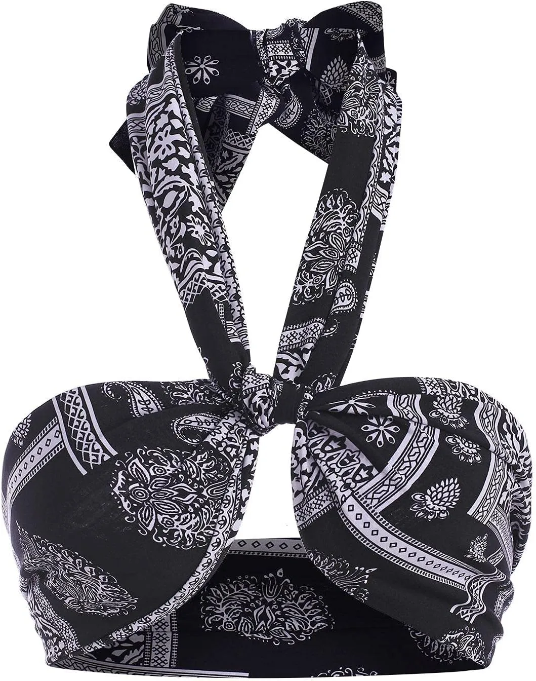 ZAFUL Women's Bohemian Bandana Criss Cross Sexy Boho Halter Wrap Crop Top