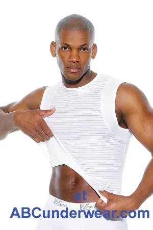 Zakk Striped Lycra Microfibre Muscle Shirt - Clearance