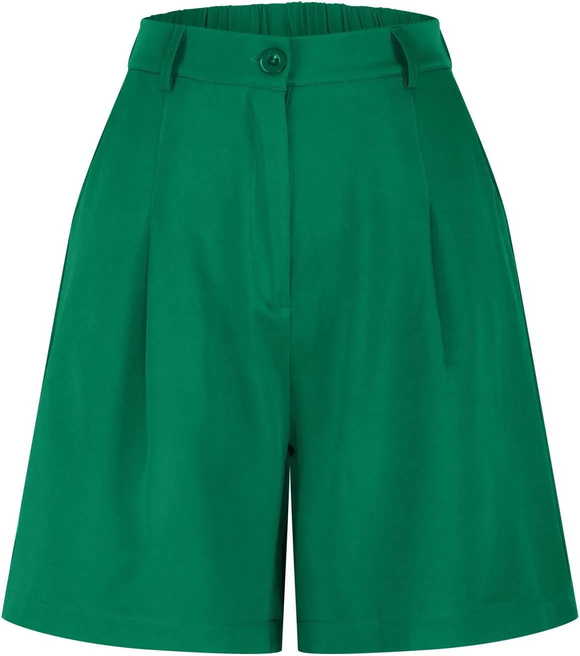 ZDRZK Summer Shorts for Women 2024 High Waist Button Pleated Bermuda Shorts Pockets Casual Business Dressy Trouser Shorts