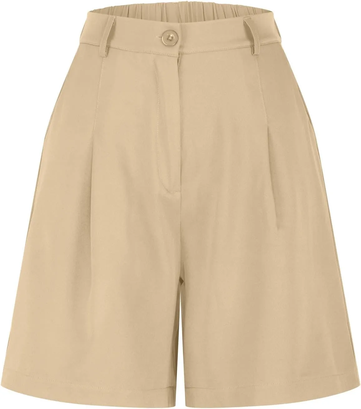 ZDRZK Summer Shorts for Women 2024 High Waist Button Pleated Bermuda Shorts Pockets Casual Business Dressy Trouser Shorts