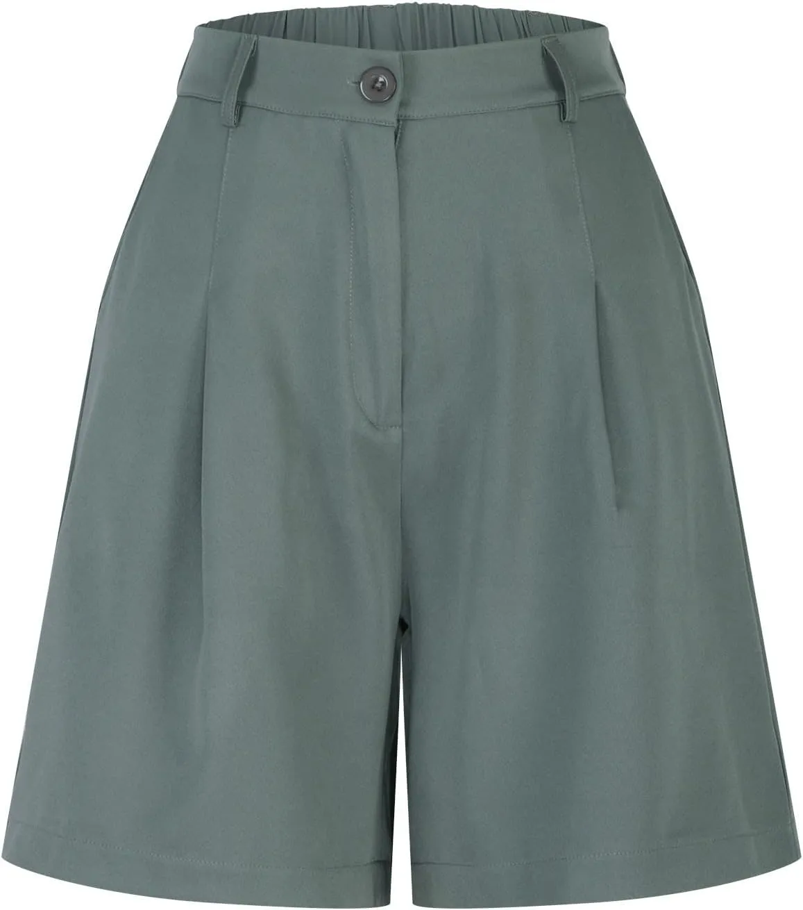 ZDRZK Summer Shorts for Women 2024 High Waist Button Pleated Bermuda Shorts Pockets Casual Business Dressy Trouser Shorts