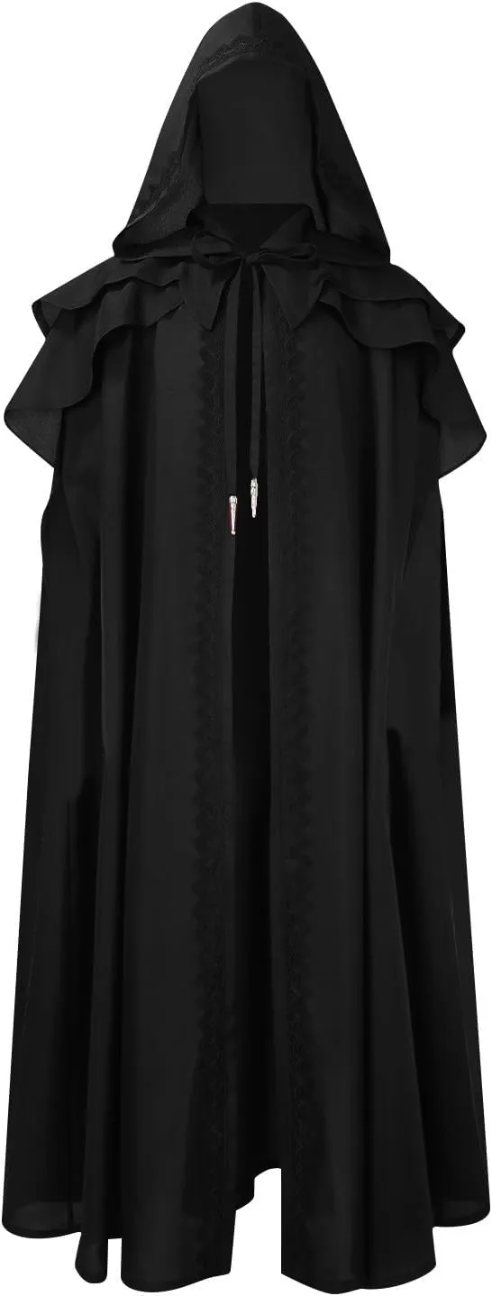 Zeiyignr Unisex Casual Poncho Cape Cloak Fashion Medieval Witch Cloak Full Length Halloween Christmas Fancy Cape Gothic Robe