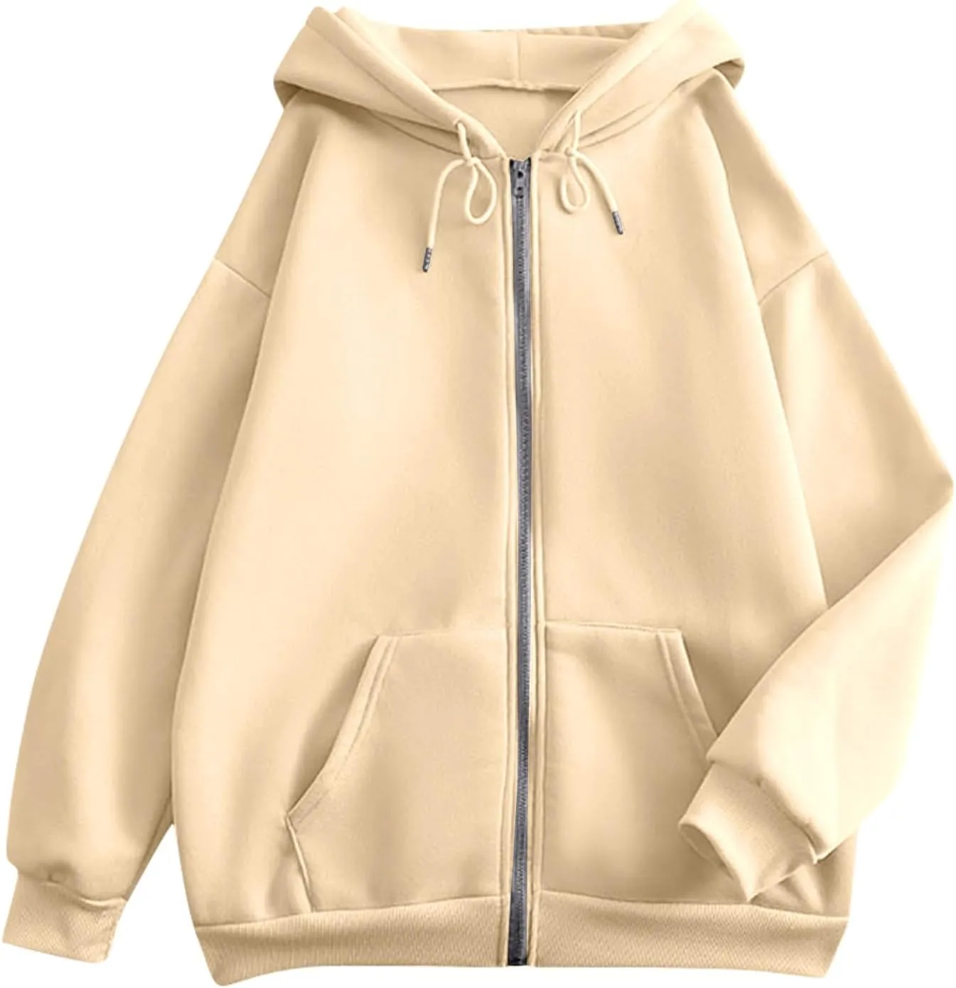 Zip Up Hoodie Women Fleece Oversized Sweatshirt Hoodies Casual Drawstring Athletic Gym Sweat Jackets with Pockets