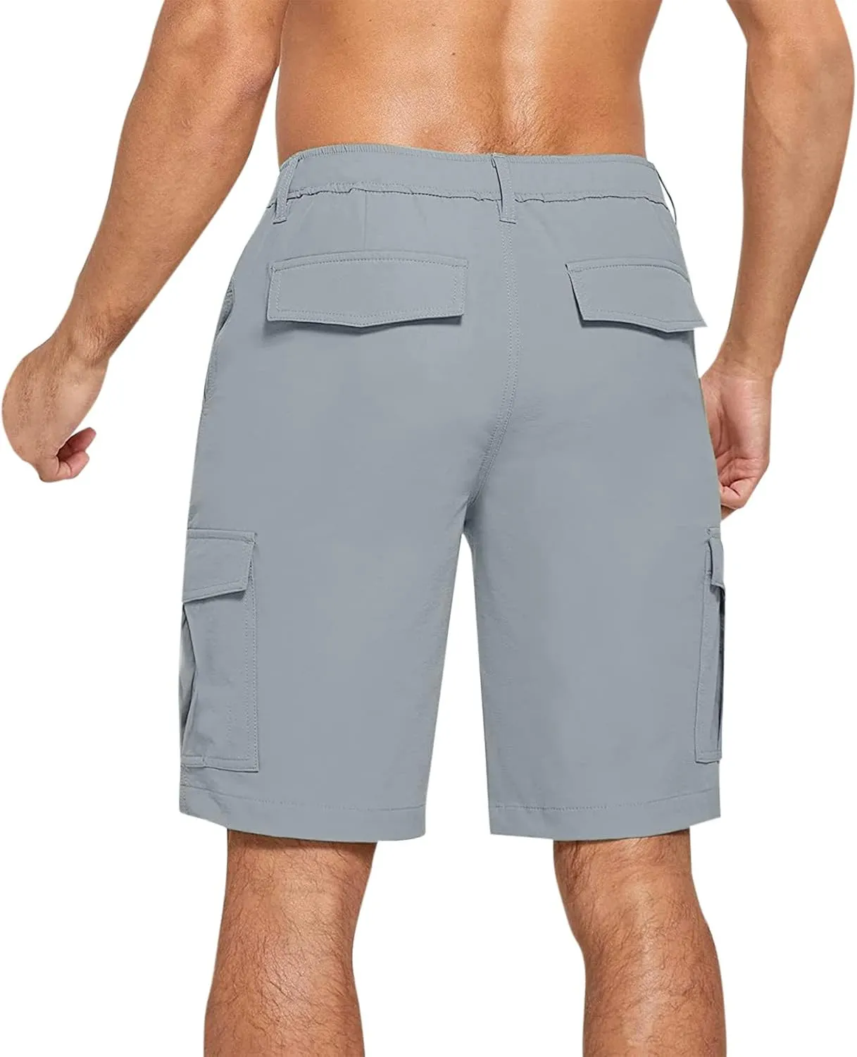 ZYXTIM Mens Classic Fit Chino Shorts Flat Front Pockets Elastic Waist Lightweight Business Work Shorts Vacation Beach Shorts