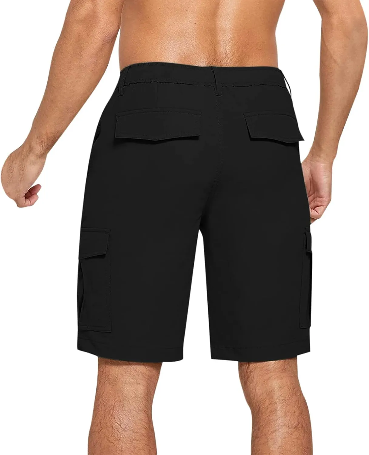 ZYXTIM Mens Classic Fit Chino Shorts Flat Front Pockets Elastic Waist Lightweight Business Work Shorts Vacation Beach Shorts