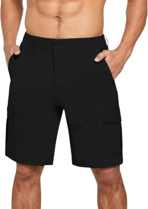 ZYXTIM Mens Classic Fit Chino Shorts Flat Front Pockets Elastic Waist Lightweight Business Work Shorts Vacation Beach Shorts