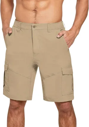 ZYXTIM Mens Classic Fit Chino Shorts Flat Front Pockets Elastic Waist Lightweight Business Work Shorts Vacation Beach Shorts