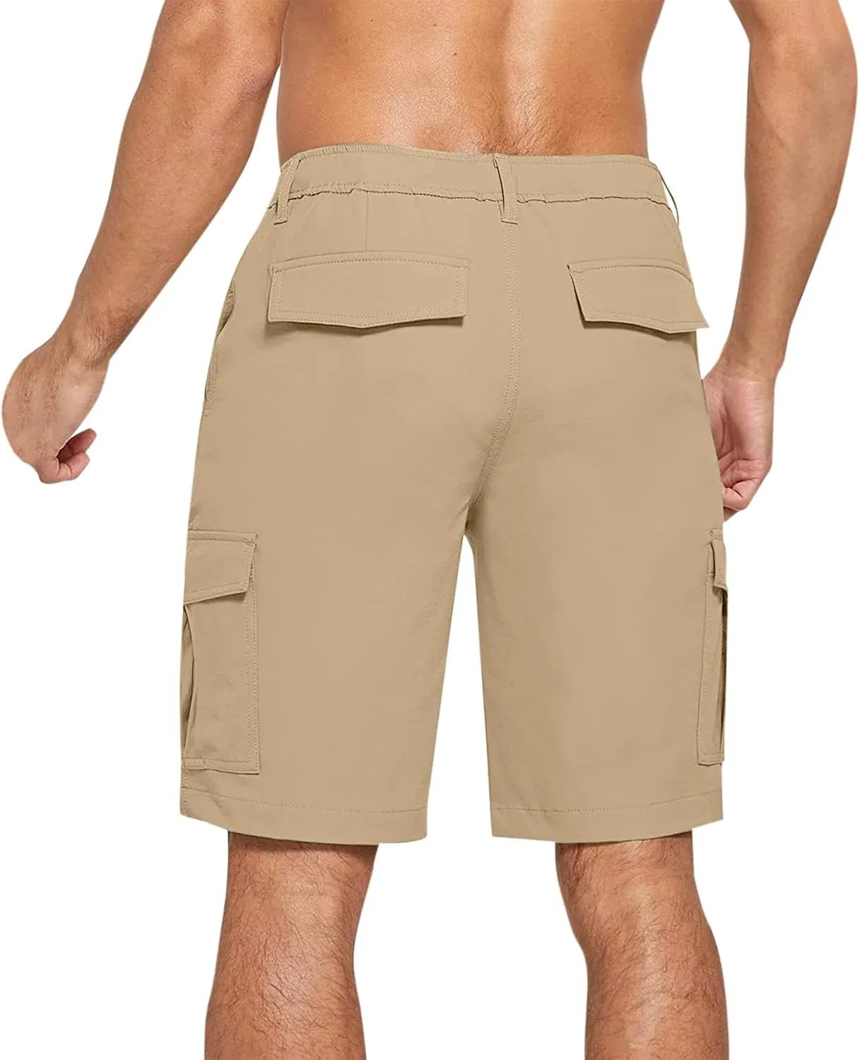 ZYXTIM Mens Classic Fit Chino Shorts Flat Front Pockets Elastic Waist Lightweight Business Work Shorts Vacation Beach Shorts
